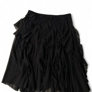Ultra Feminine Black DKNY ruffle 97% silk skirt